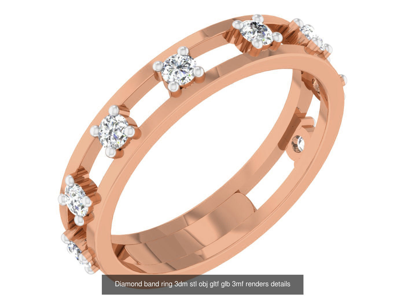 99 Diamond band ring 3dm stl obj gltf glb 3mf renders details 3D Model Collection_86