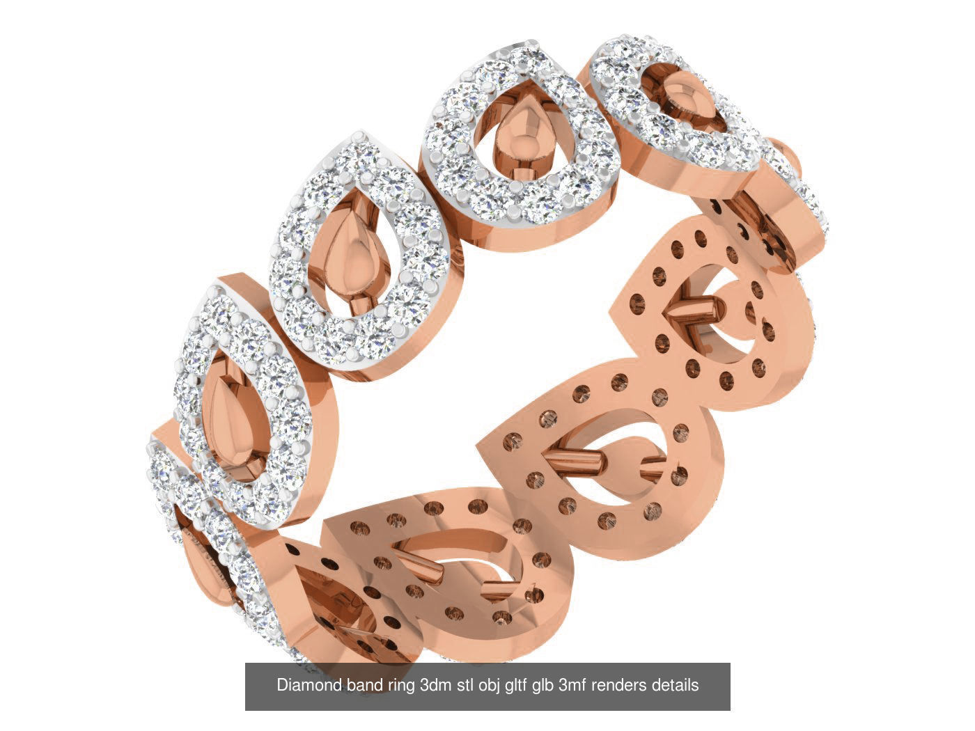 99 Diamond band ring 3dm stl obj gltf glb 3mf renders details 3D Model Collection_24