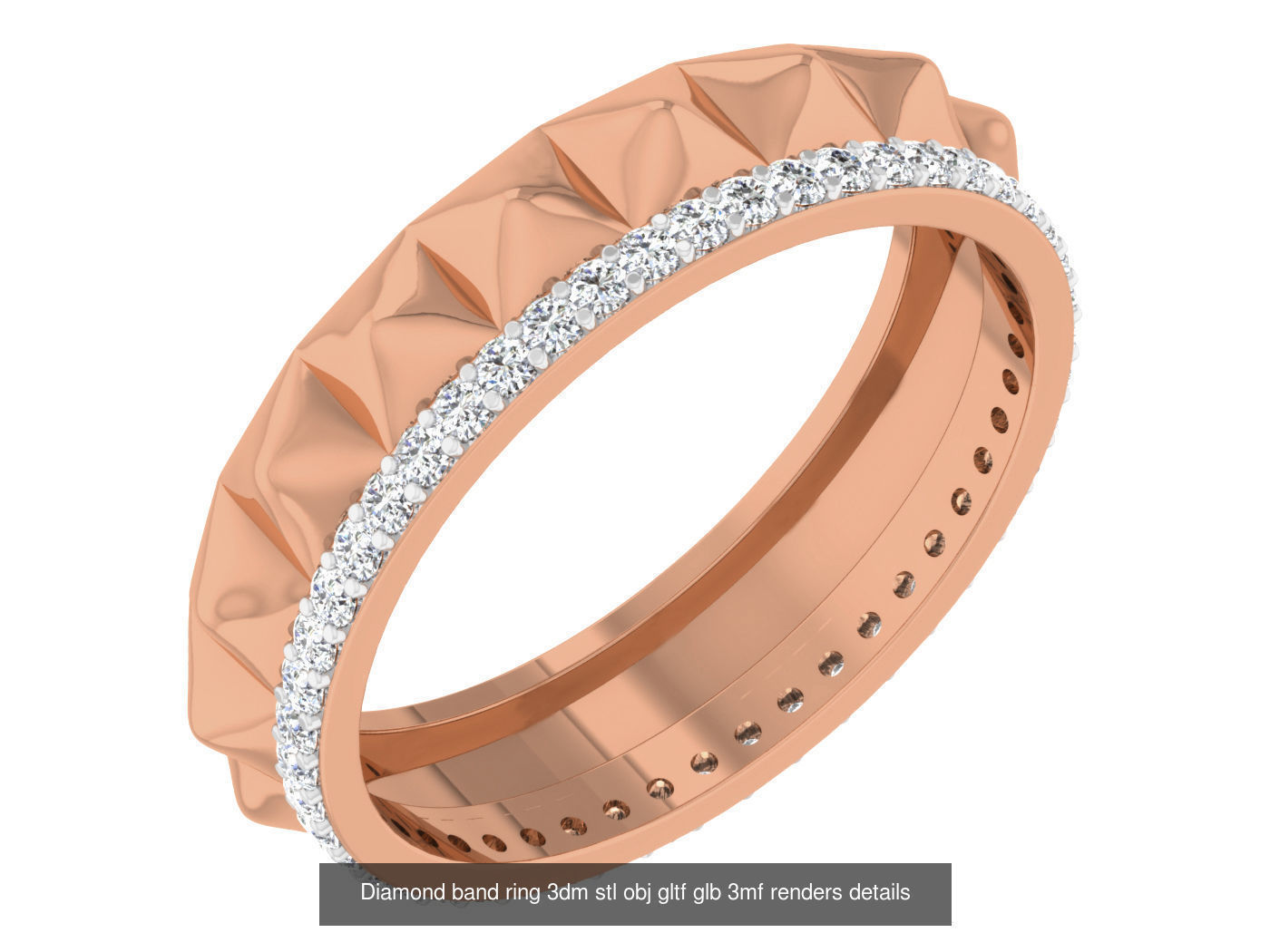 99 Diamond band ring 3dm stl obj gltf glb 3mf renders details 3D Model Collection_11