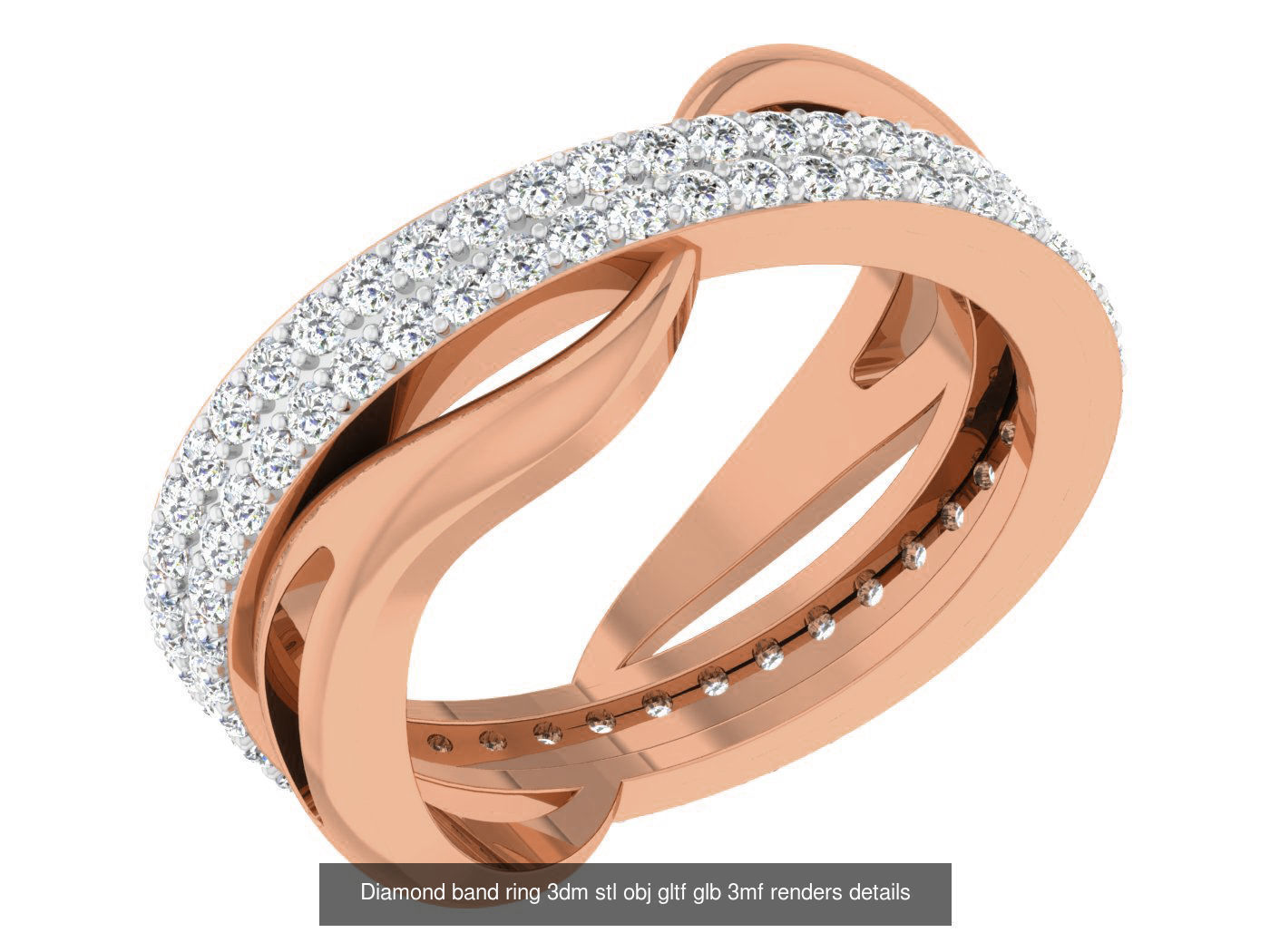99 Diamond band ring 3dm stl obj gltf glb 3mf renders details 3D Model Collection_84