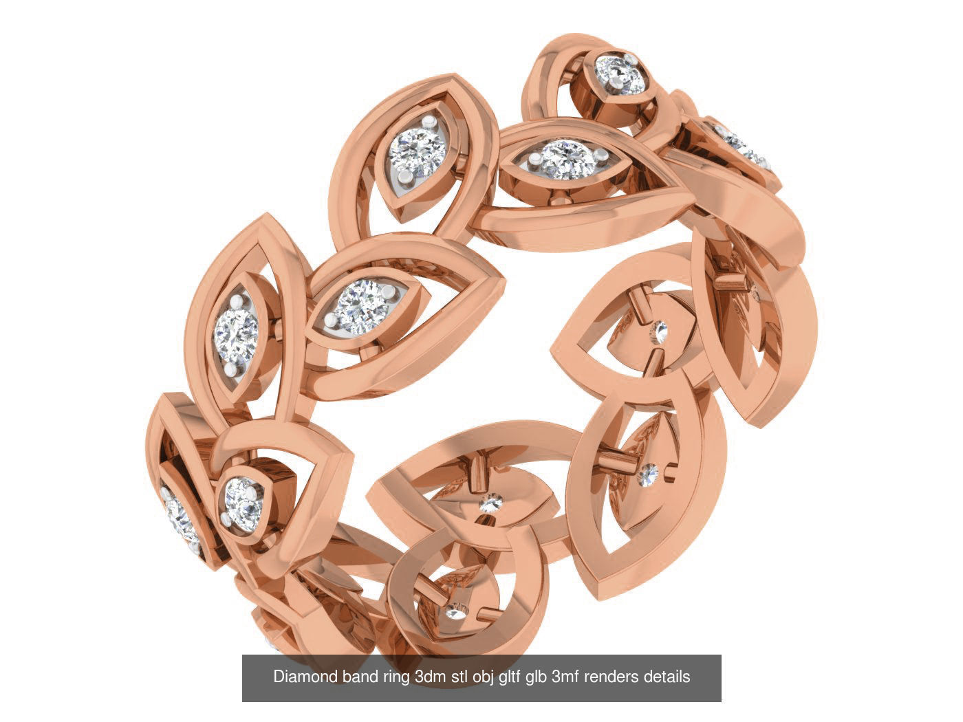 99 Diamond band ring 3dm stl obj gltf glb 3mf renders details 3D Model Collection_56