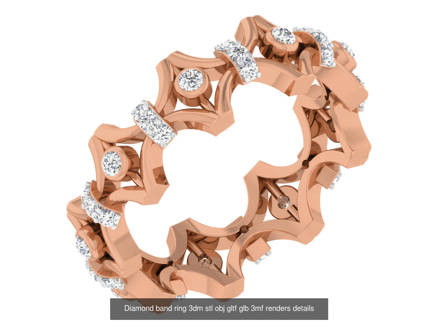 99 Diamond band ring 3dm stl obj gltf glb 3mf renders details 3D Model Collection_58