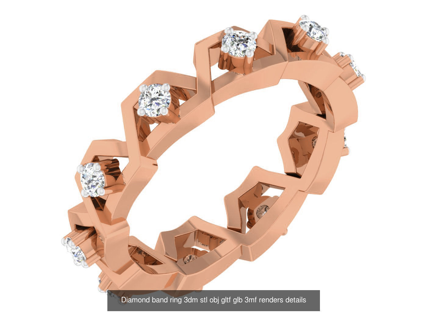 99 Diamond band ring 3dm stl obj gltf glb 3mf renders details 3D Model Collection_94