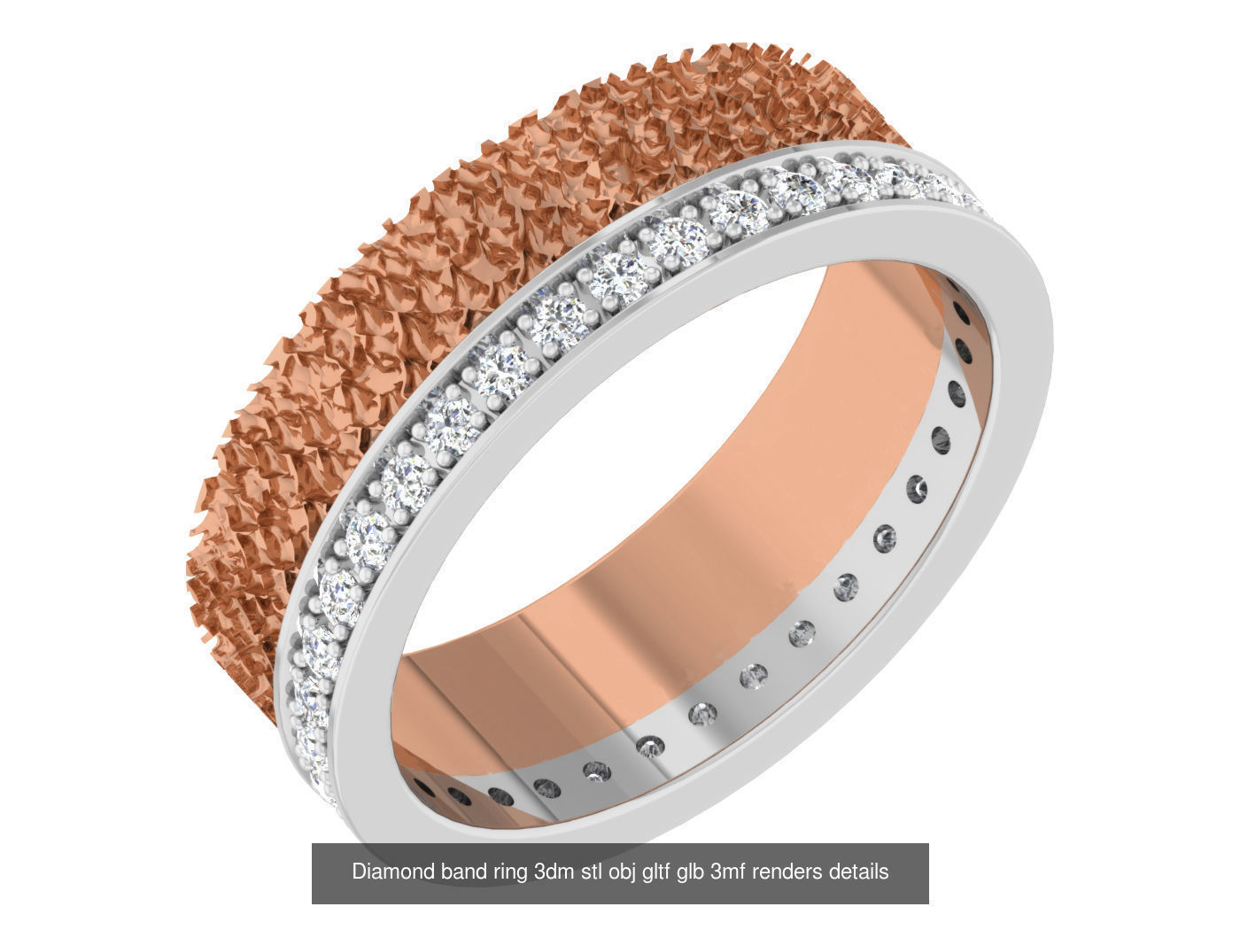 99 Diamond band ring 3dm stl obj gltf glb 3mf renders details 3D Model Collection_99