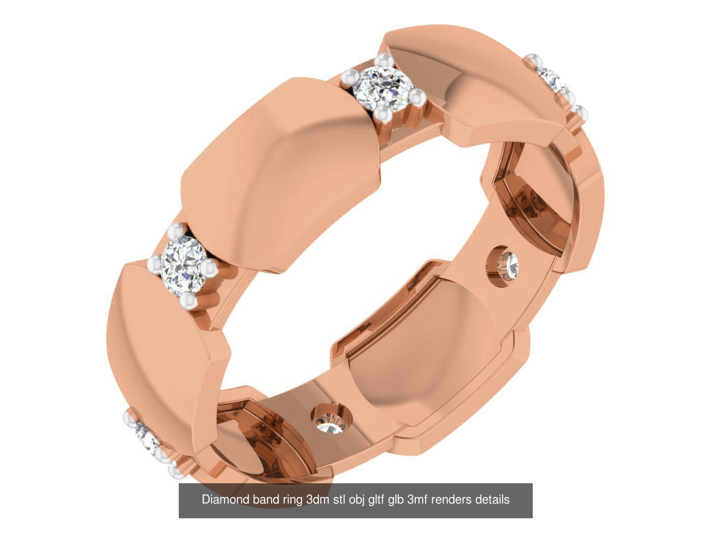 99 Diamond band ring 3dm stl obj gltf glb 3mf renders details 3D Model Collection_77