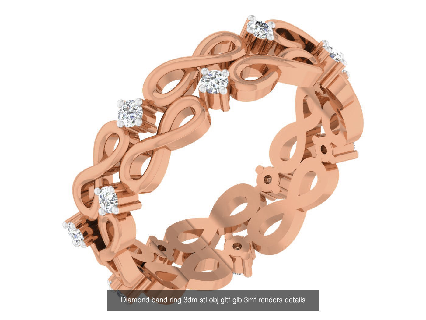 99 Diamond band ring 3dm stl obj gltf glb 3mf renders details 3D Model Collection_37