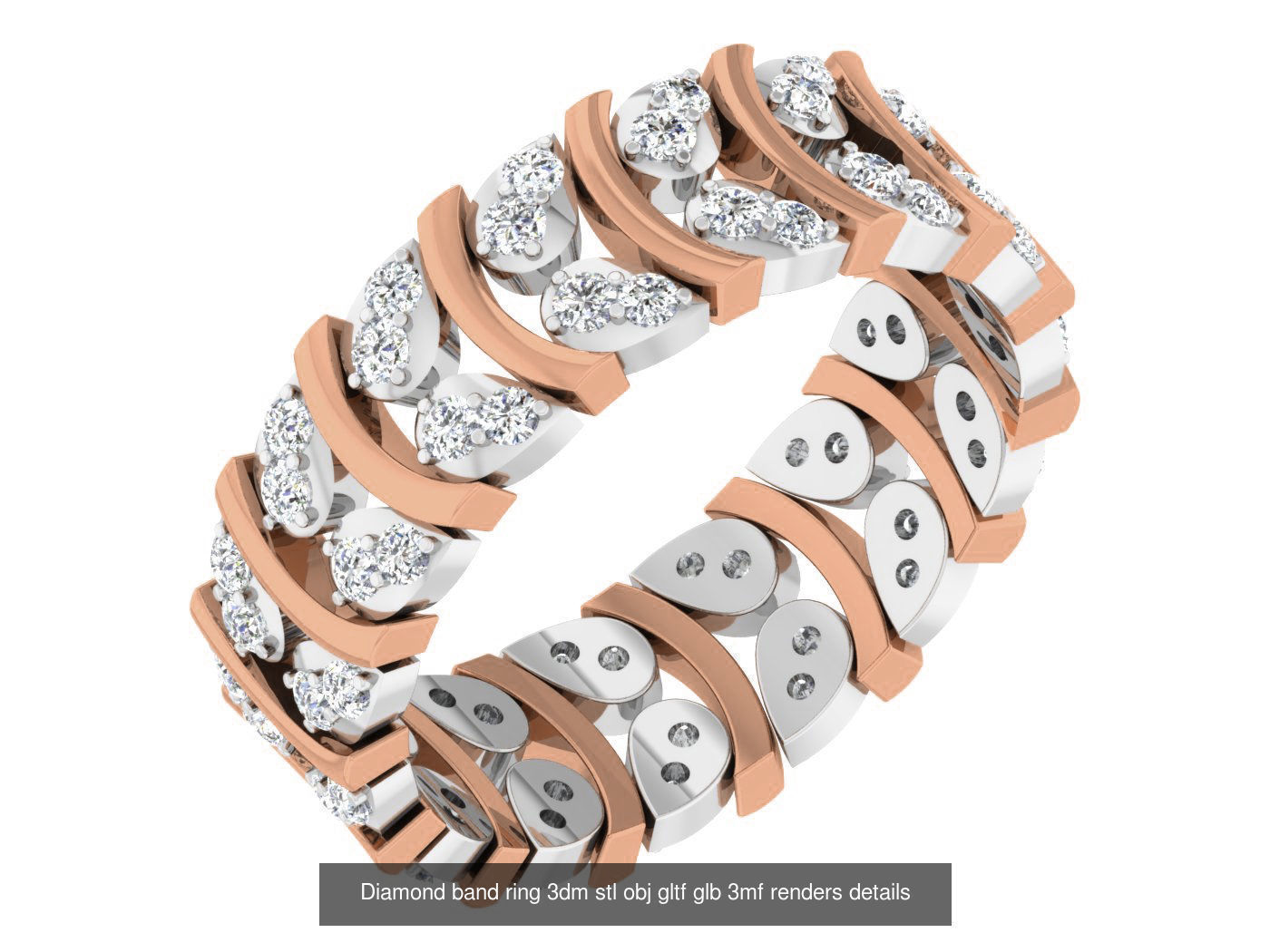 99 Diamond band ring 3dm stl obj gltf glb 3mf renders details 3D Model Collection_36