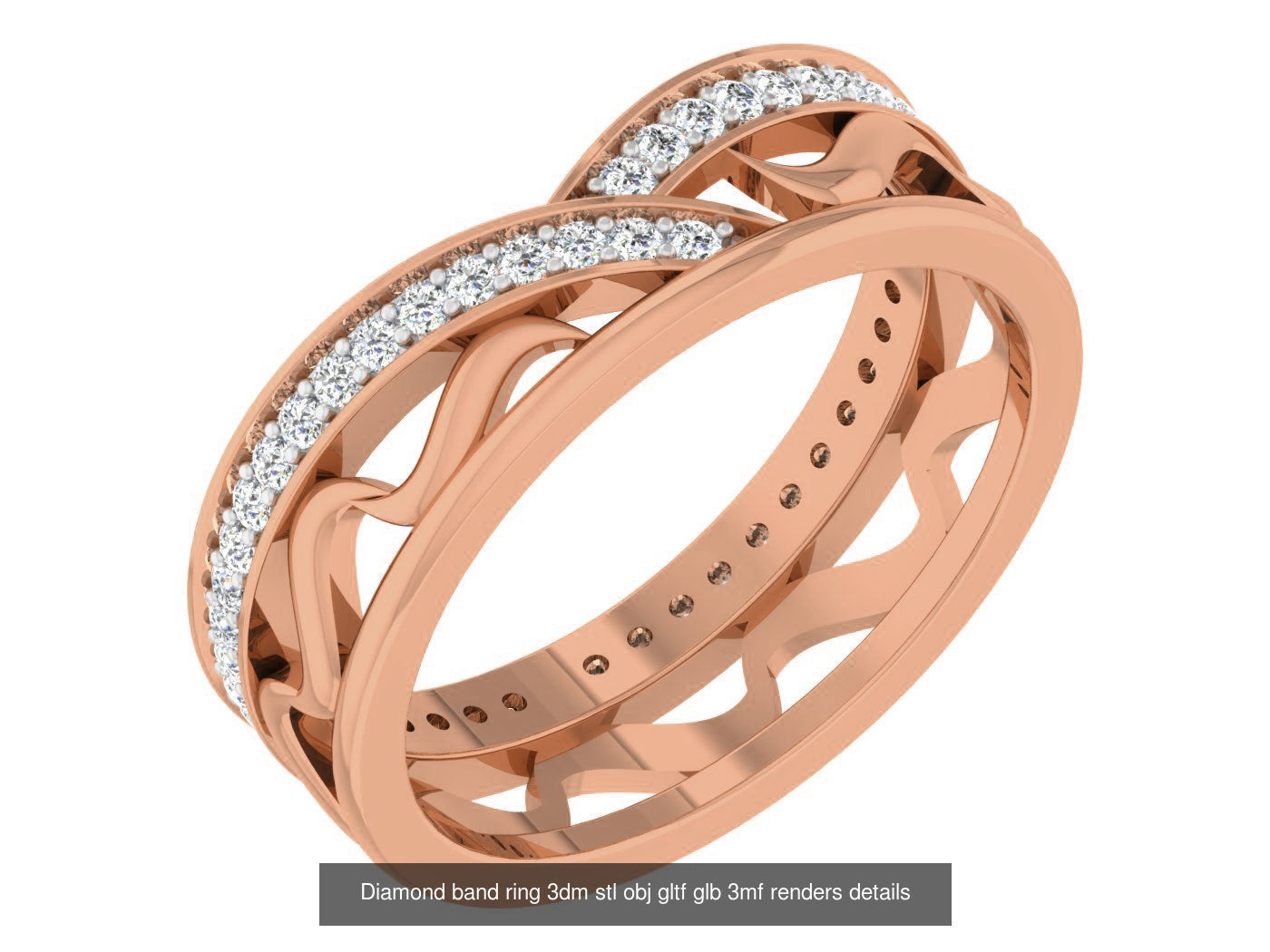 99 Diamond band ring 3dm stl obj gltf glb 3mf renders details 3D Model Collection_82