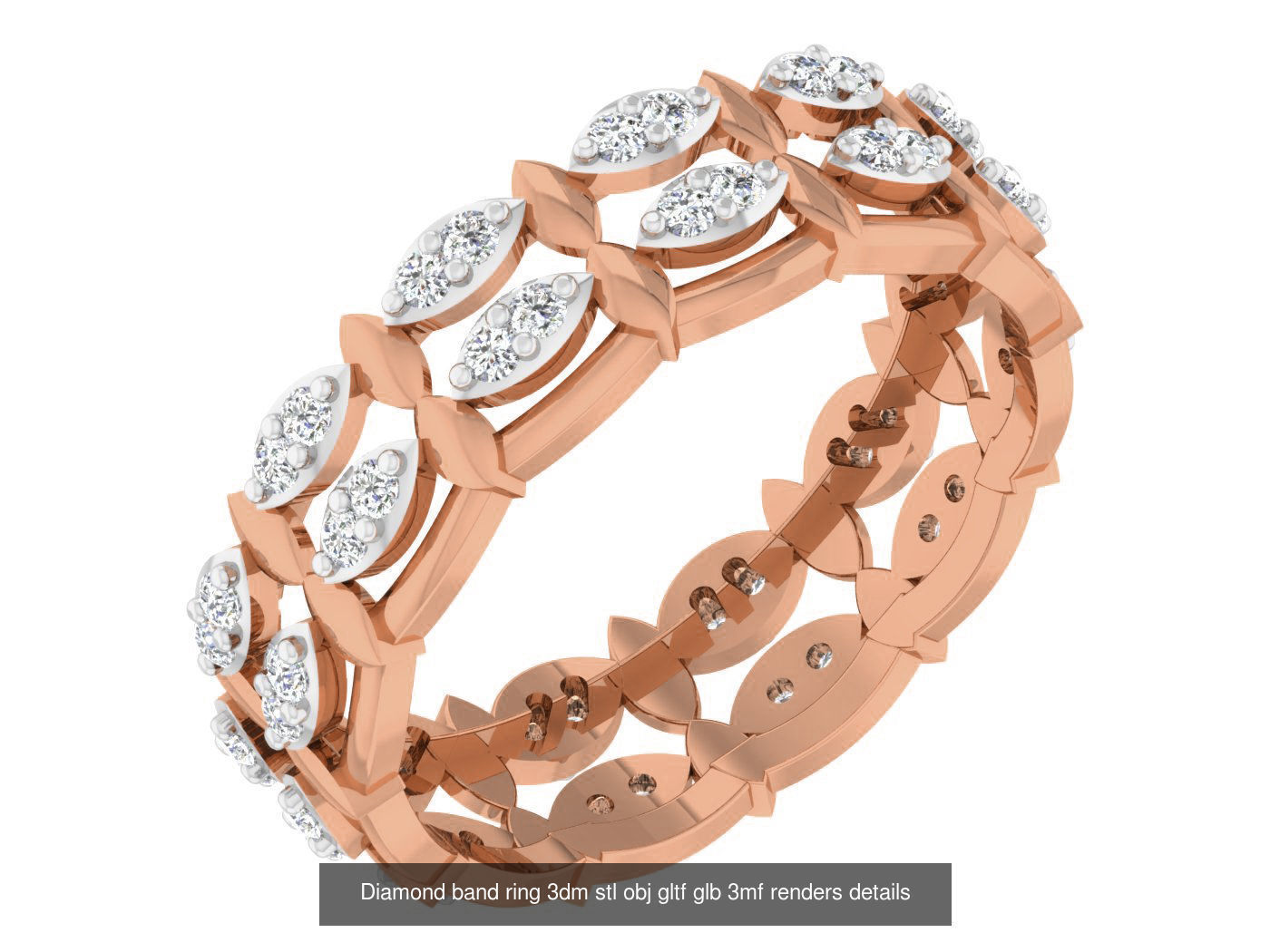99 Diamond band ring 3dm stl obj gltf glb 3mf renders details 3D Model Collection_13