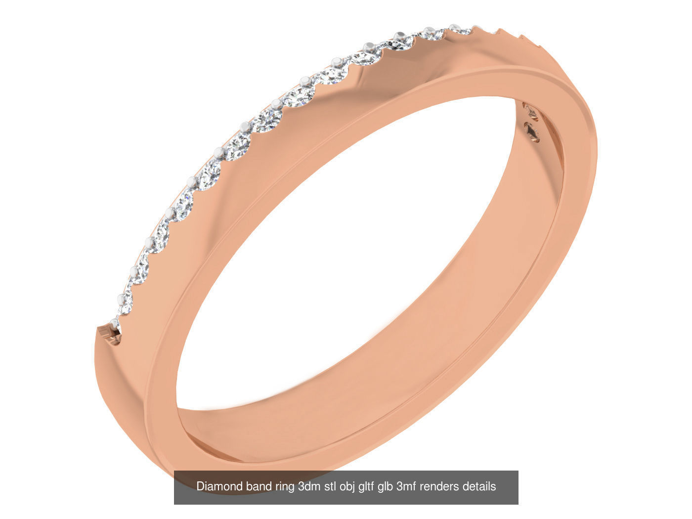 99 Diamond band ring 3dm stl obj gltf glb 3mf renders details 3D Model Collection_89