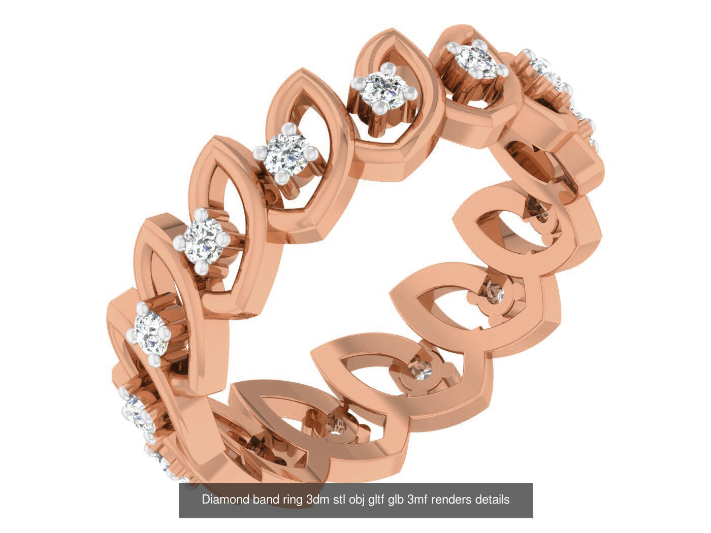 99 Diamond band ring 3dm stl obj gltf glb 3mf renders details 3D Model Collection_31