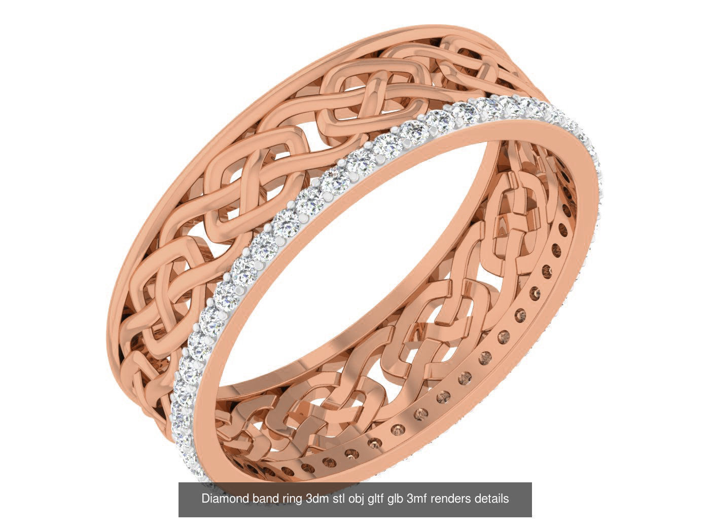 99 Diamond band ring 3dm stl obj gltf glb 3mf renders details 3D Model Collection_3