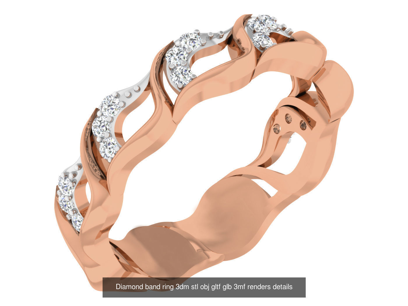 99 Diamond band ring 3dm stl obj gltf glb 3mf renders details 3D Model Collection_90