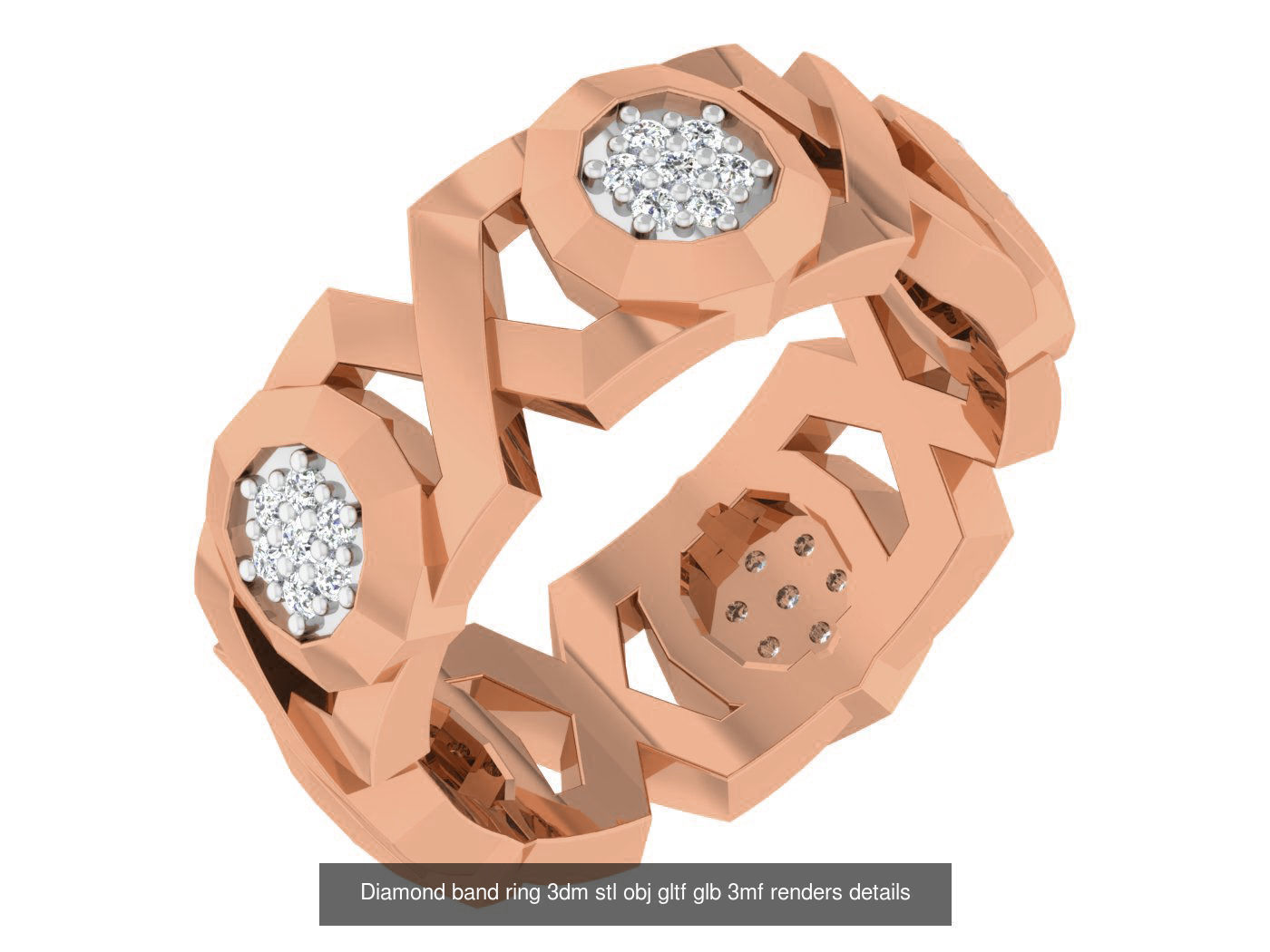 99 Diamond band ring 3dm stl obj gltf glb 3mf renders details 3D Model Collection_91