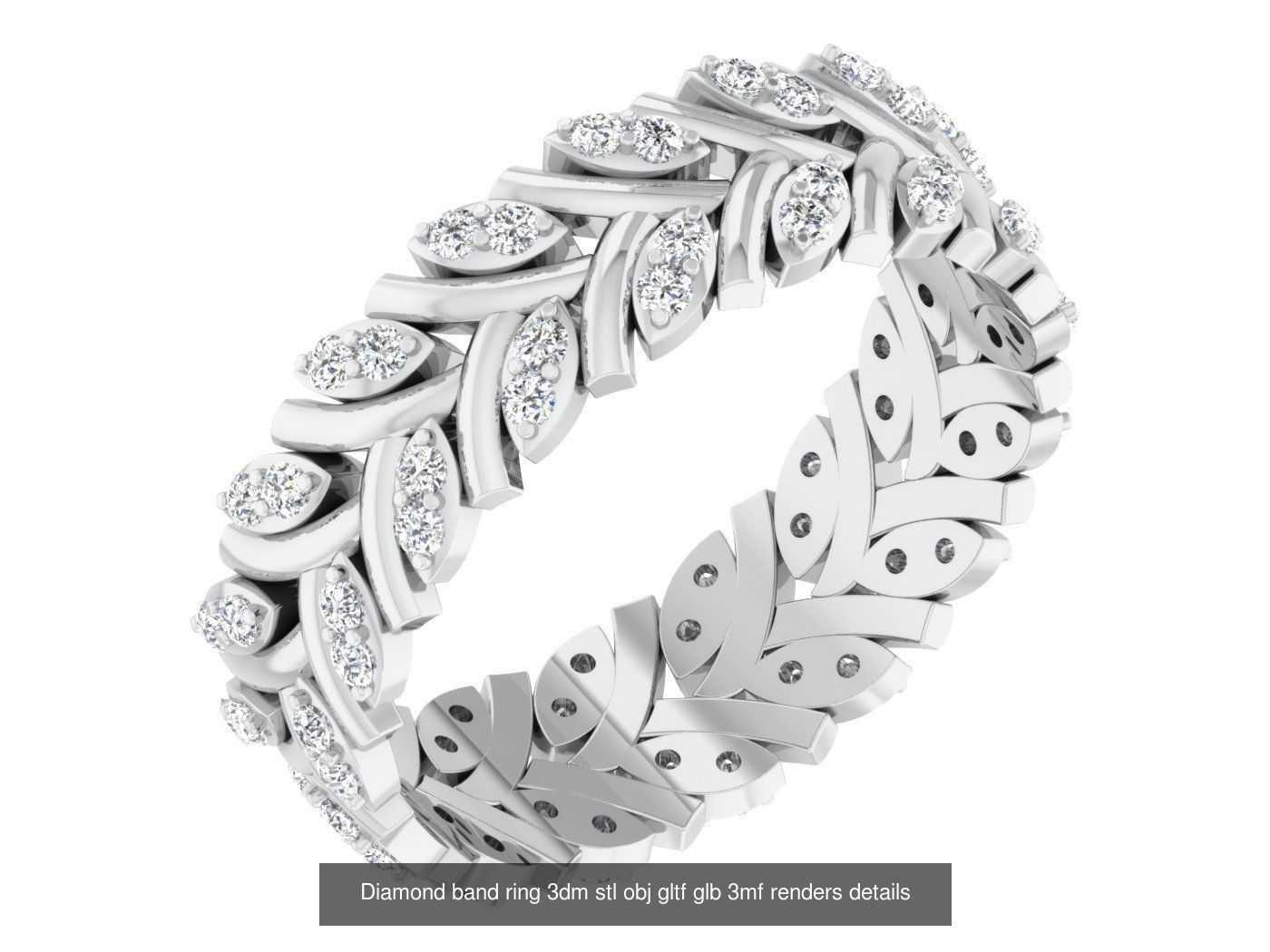 99 Diamond band ring 3dm stl obj gltf glb 3mf renders details 3D Model Collection_71