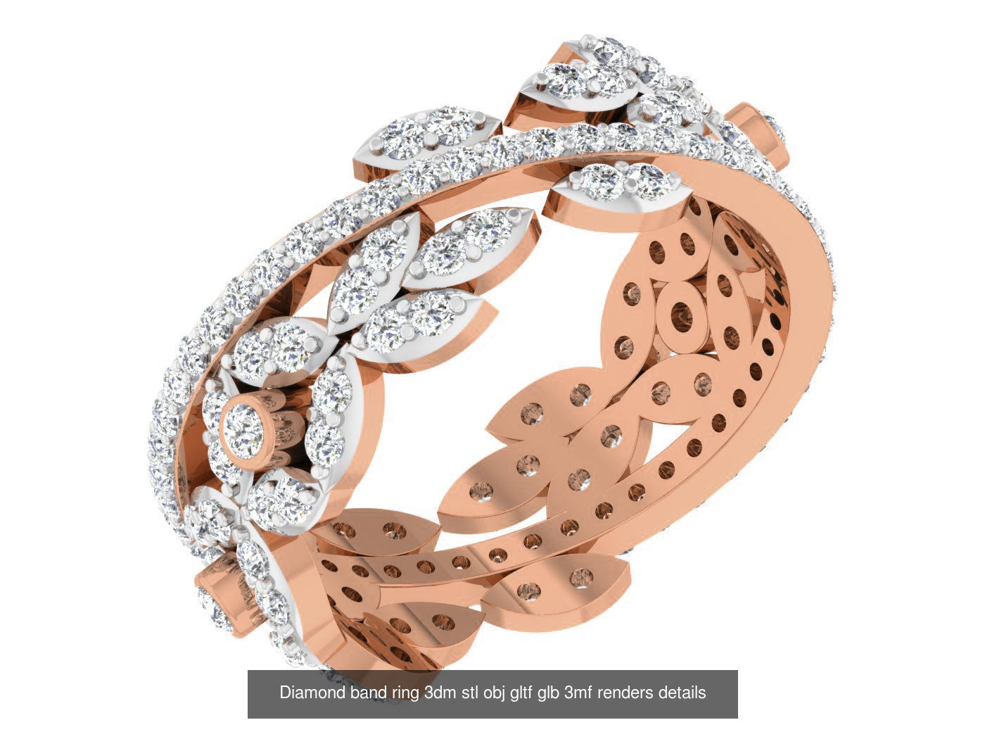 99 Diamond band ring 3dm stl obj gltf glb 3mf renders details 3D Model Collection_60