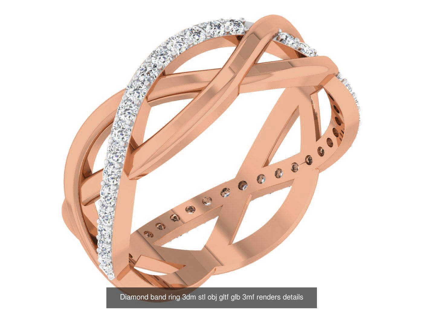 99 Diamond band ring 3dm stl obj gltf glb 3mf renders details 3D Model Collection_19