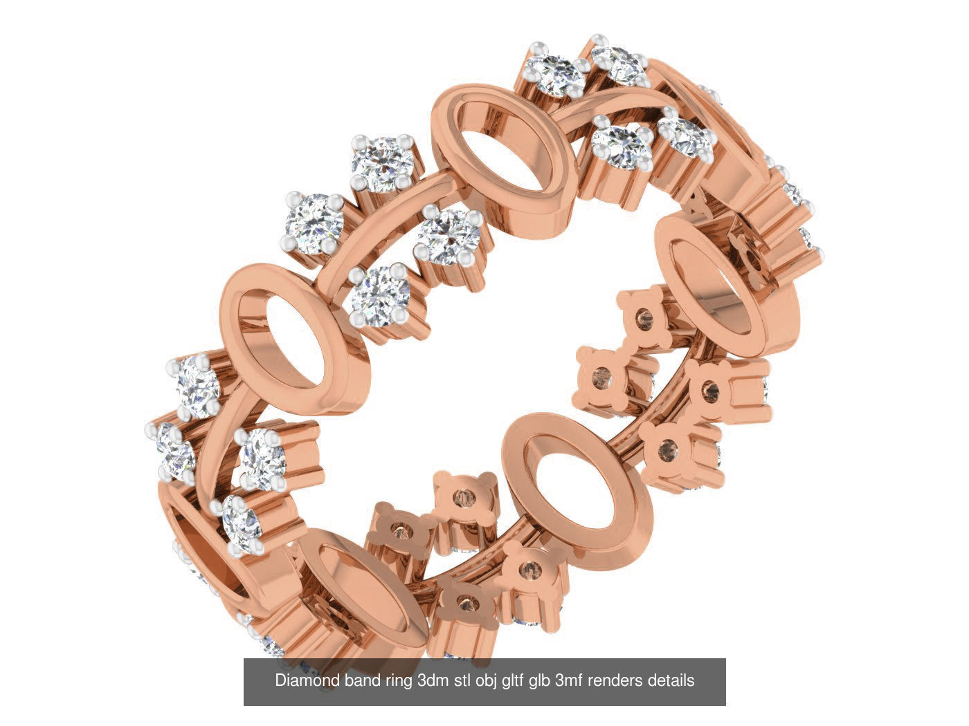 99 Diamond band ring 3dm stl obj gltf glb 3mf renders details 3D Model Collection_51