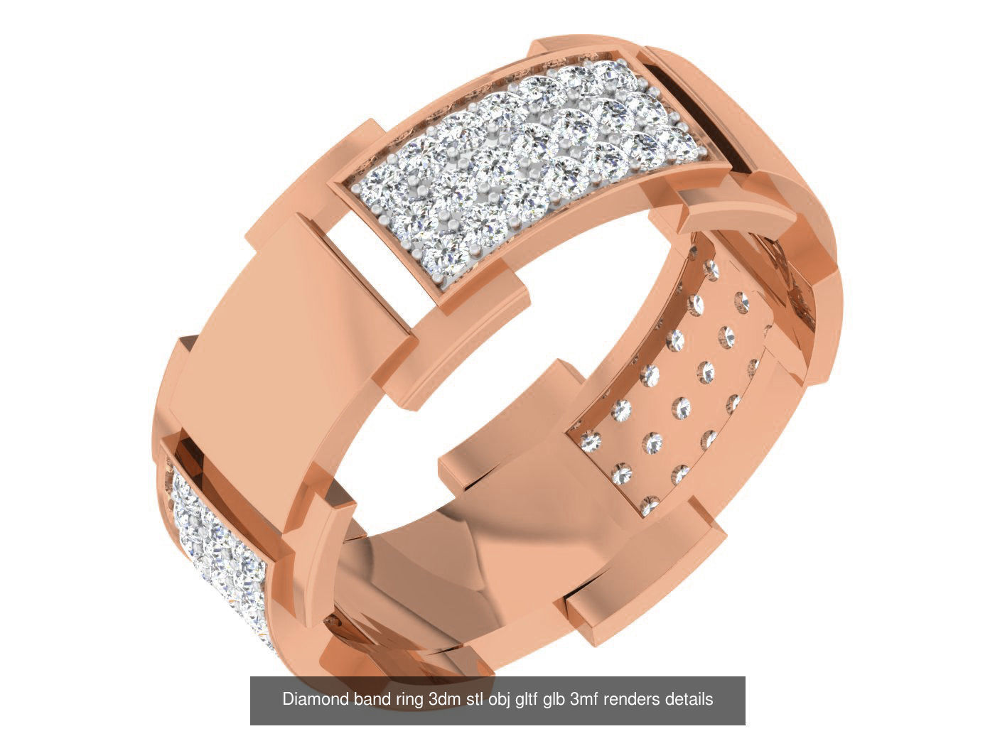 99 Diamond band ring 3dm stl obj gltf glb 3mf renders details 3D Model Collection_97
