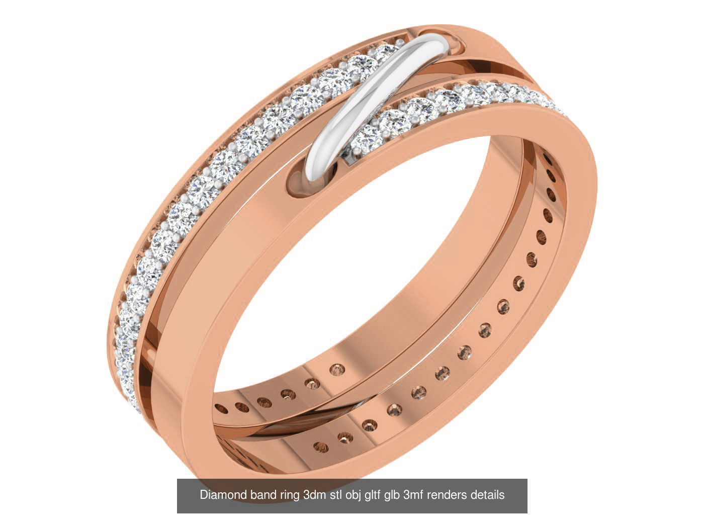 99 Diamond band ring 3dm stl obj gltf glb 3mf renders details 3D Model Collection_80