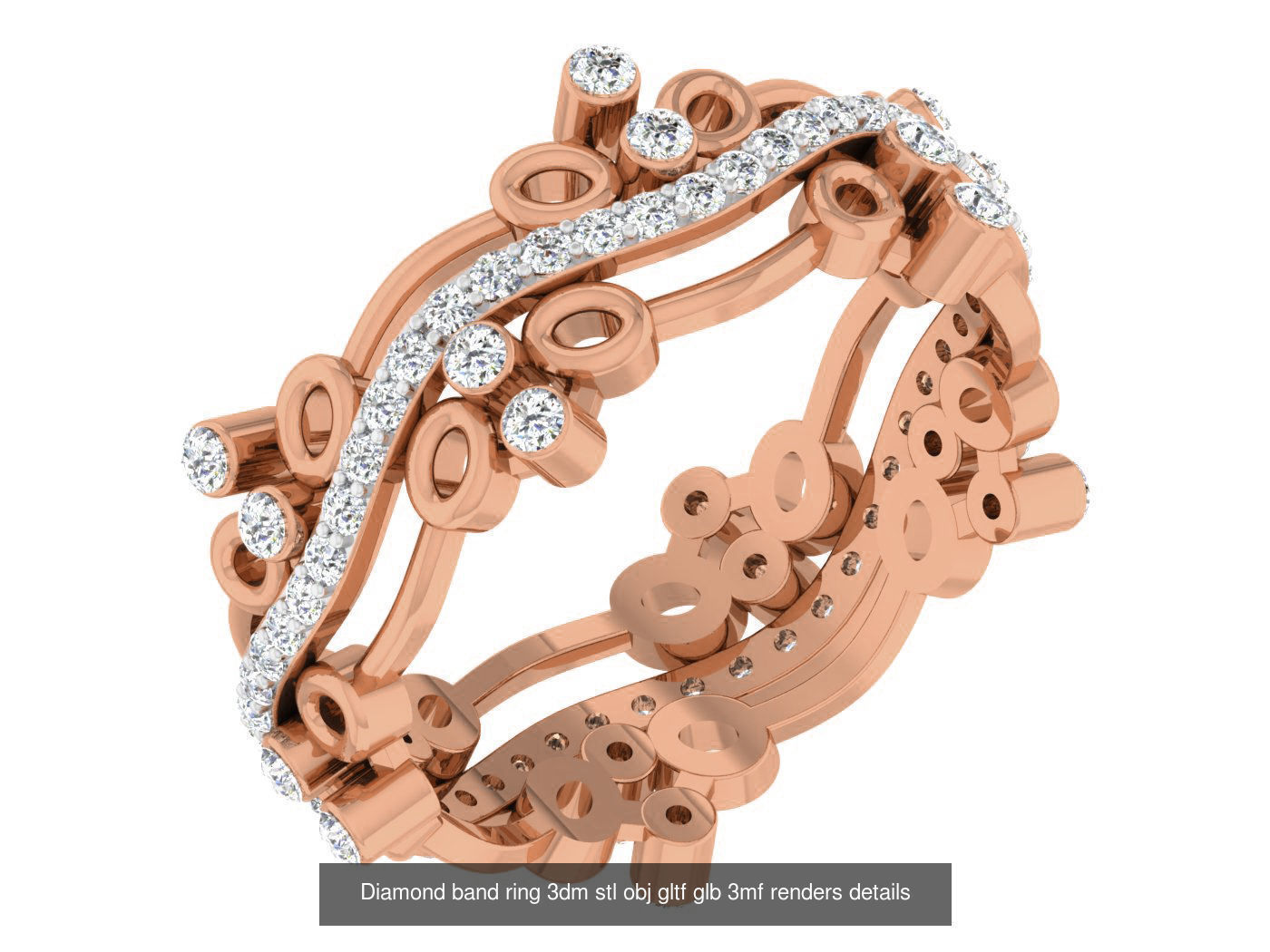 99 Diamond band ring 3dm stl obj gltf glb 3mf renders details 3D Model Collection_61