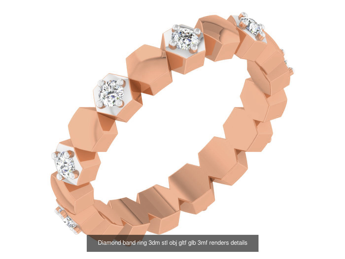 99 Diamond band ring 3dm stl obj gltf glb 3mf renders details 3D Model Collection_55