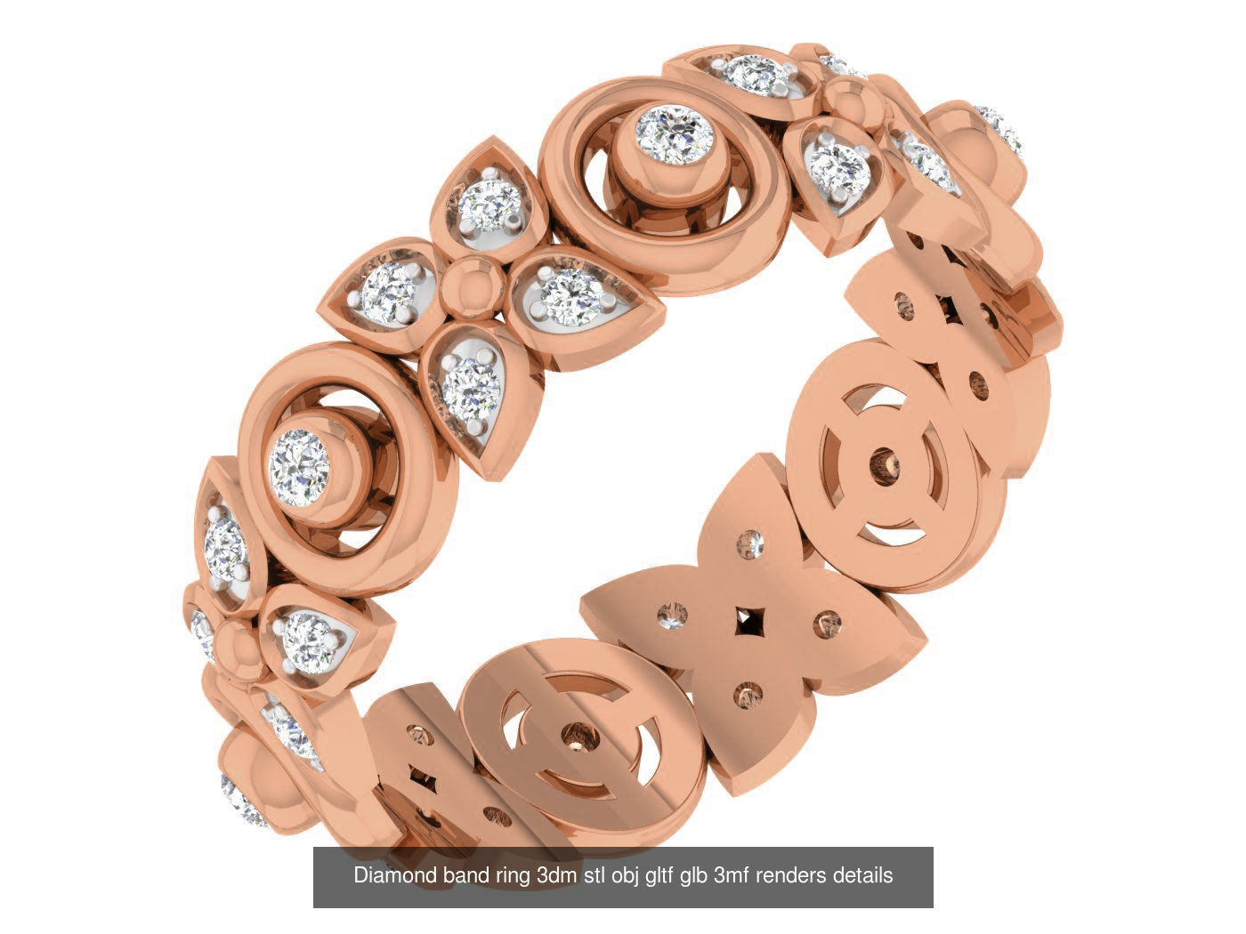 99 Diamond band ring 3dm stl obj gltf glb 3mf renders details 3D Model Collection_70