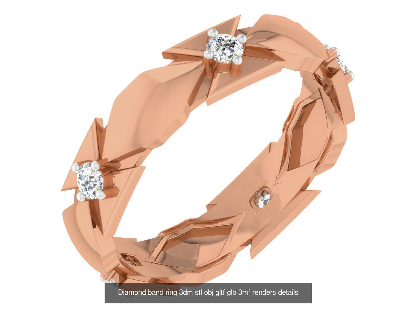 99 Diamond band ring 3dm stl obj gltf glb 3mf renders details 3D Model Collection_66