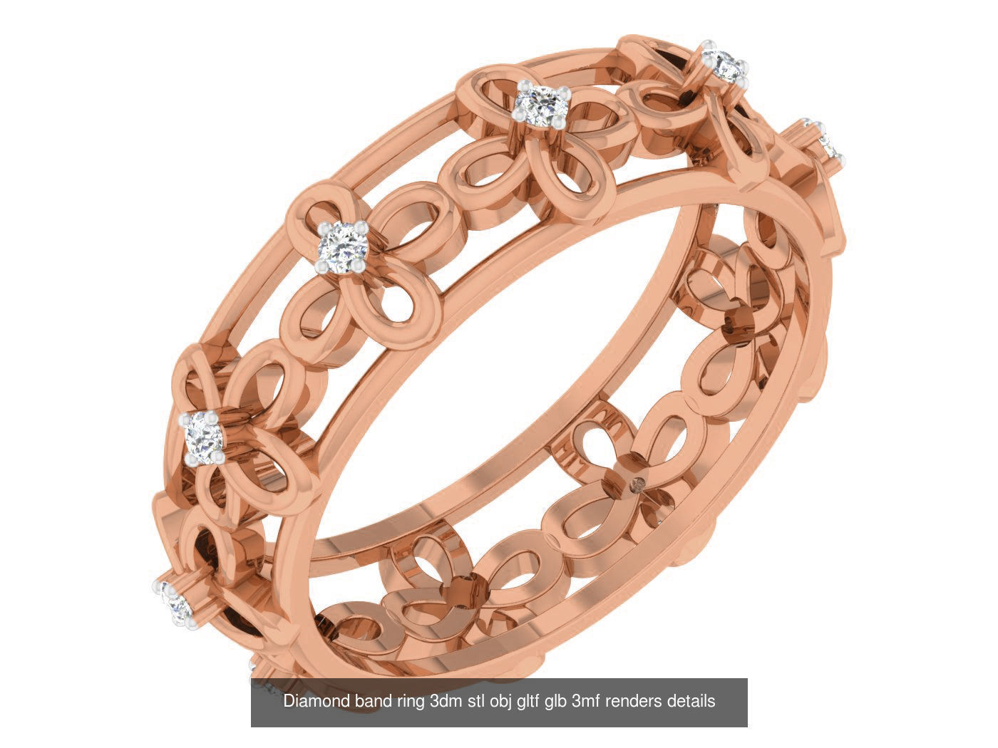 99 Diamond band ring 3dm stl obj gltf glb 3mf renders details 3D Model Collection_6