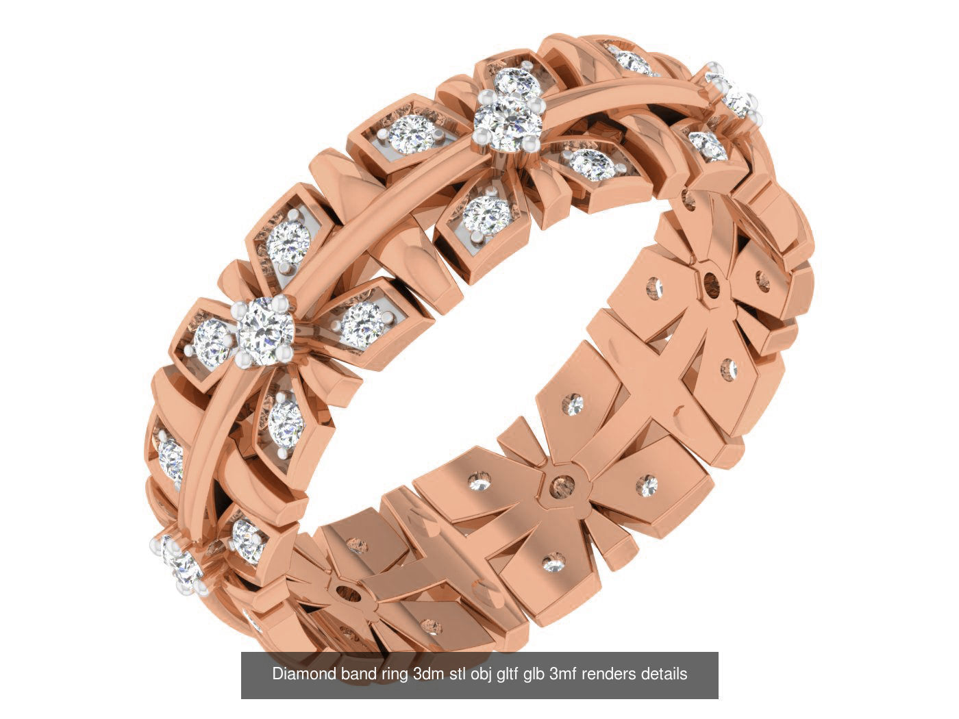 99 Diamond band ring 3dm stl obj gltf glb 3mf renders details 3D Model Collection_48