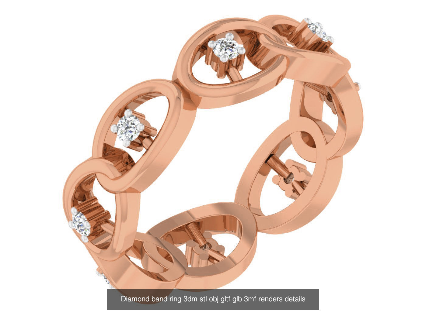 99 Diamond band ring 3dm stl obj gltf glb 3mf renders details 3D Model Collection_32