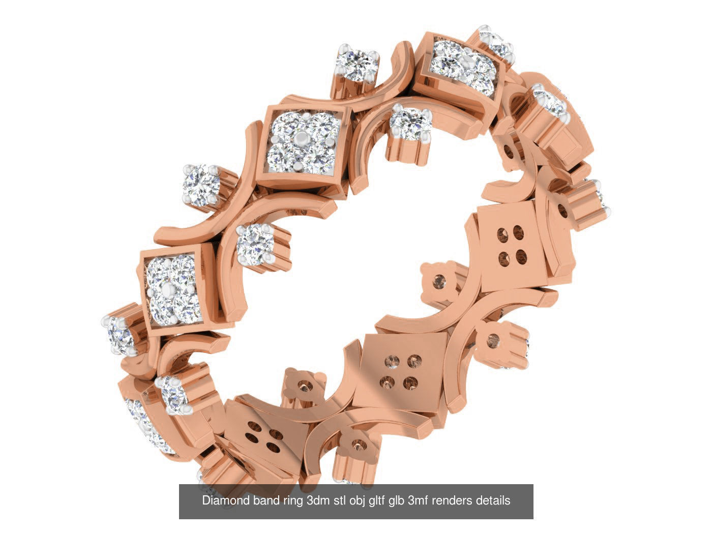 99 Diamond band ring 3dm stl obj gltf glb 3mf renders details 3D Model Collection_68