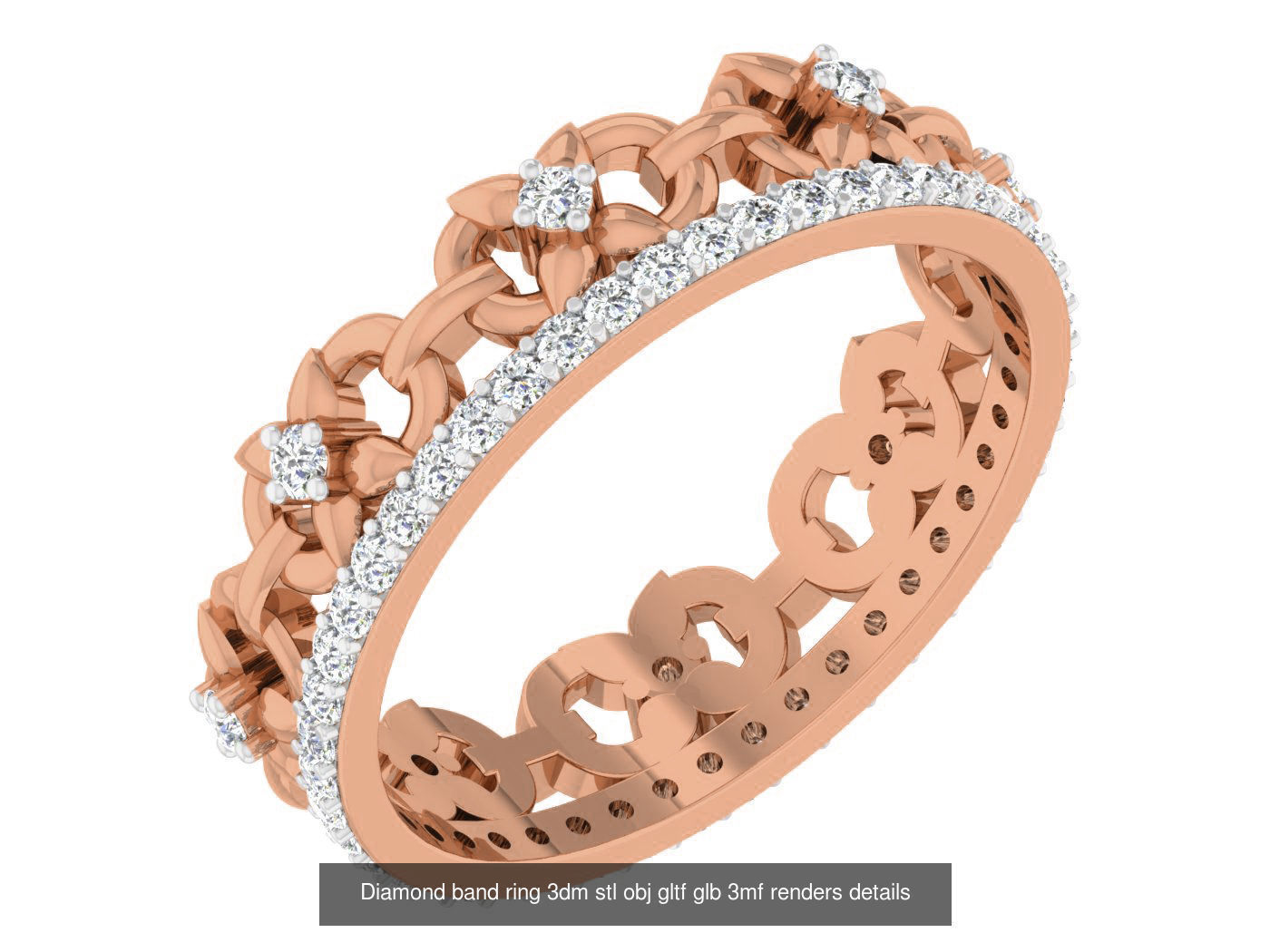 99 Diamond band ring 3dm stl obj gltf glb 3mf renders details 3D Model Collection_43