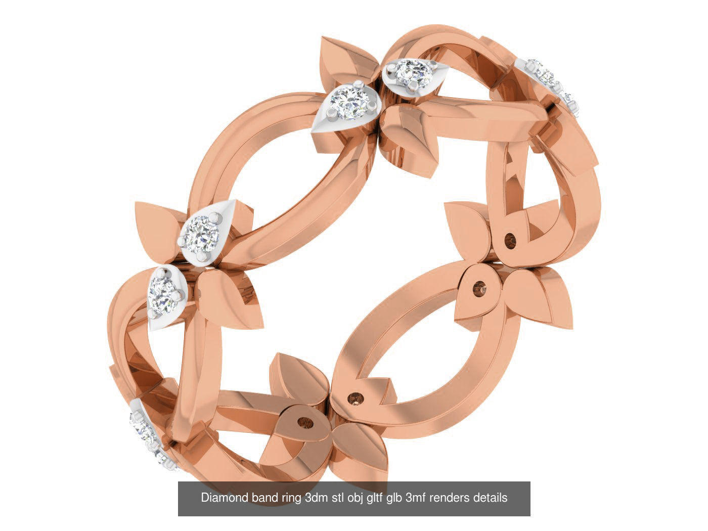 99 Diamond band ring 3dm stl obj gltf glb 3mf renders details 3D Model Collection_34