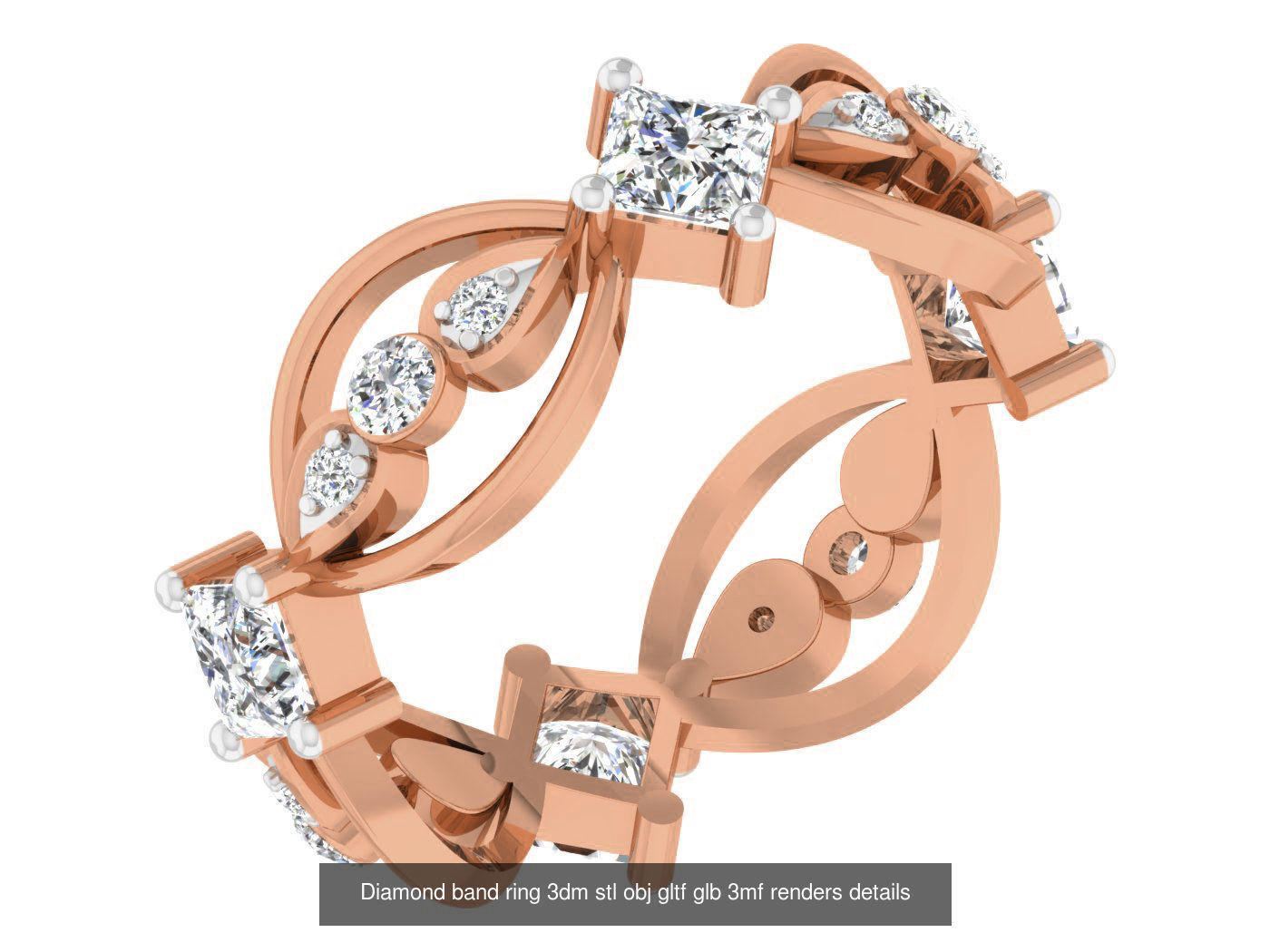 99 Diamond band ring 3dm stl obj gltf glb 3mf renders details 3D Model Collection_54