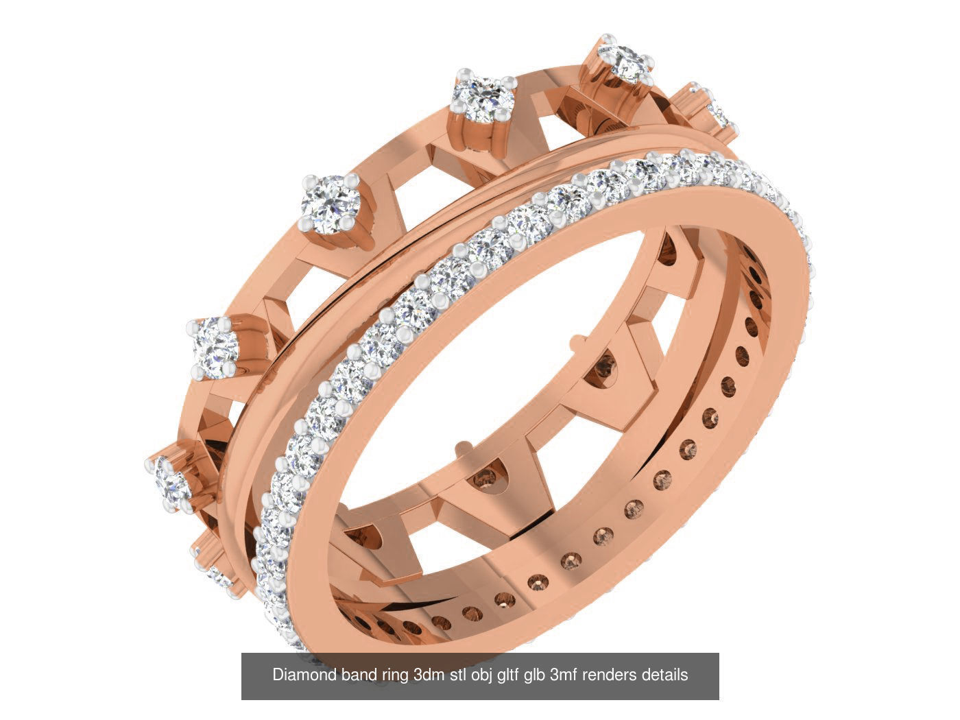 99 Diamond band ring 3dm stl obj gltf glb 3mf renders details 3D Model Collection_83
