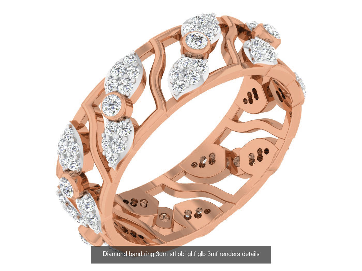 99 Diamond band ring 3dm stl obj gltf glb 3mf renders details 3D Model Collection_52