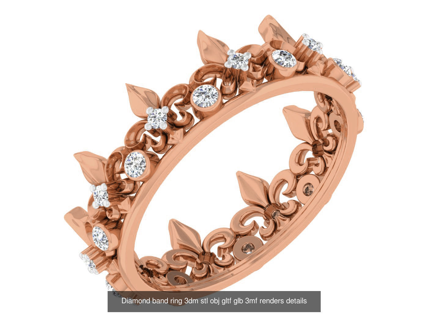 99 Diamond band ring 3dm stl obj gltf glb 3mf renders details 3D Model Collection_2