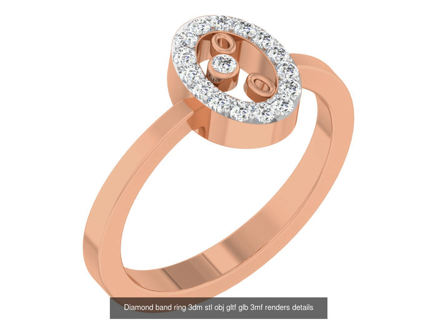 99 Diamond band ring 3dm stl obj gltf glb 3mf renders details 3D Model Collection_79