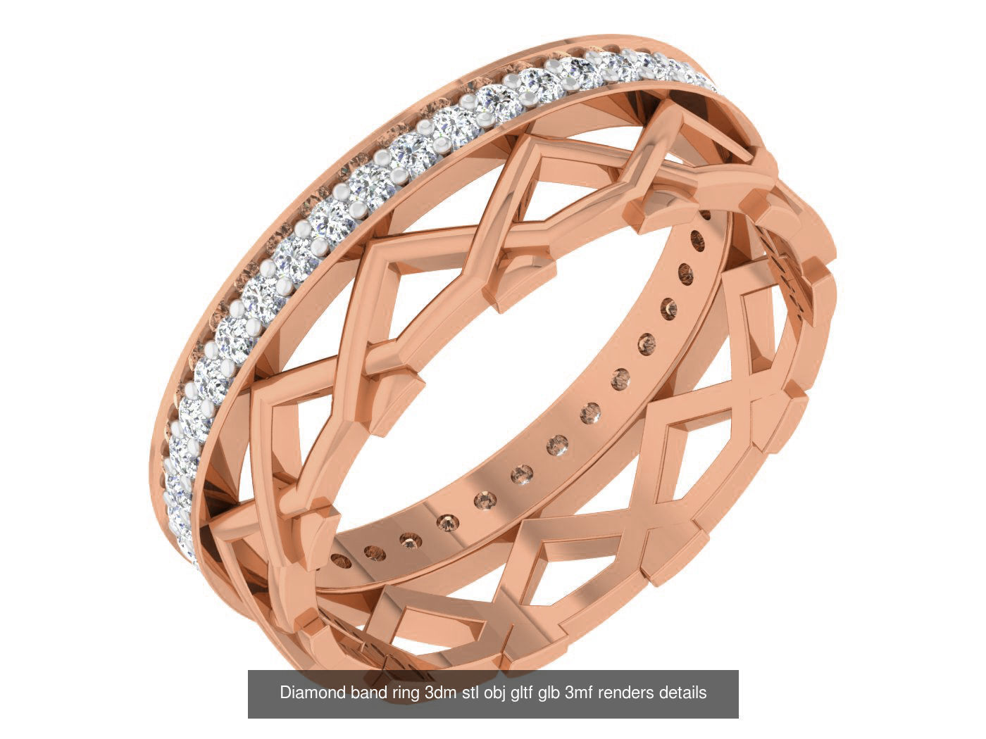 99 Diamond band ring 3dm stl obj gltf glb 3mf renders details 3D Model Collection_10