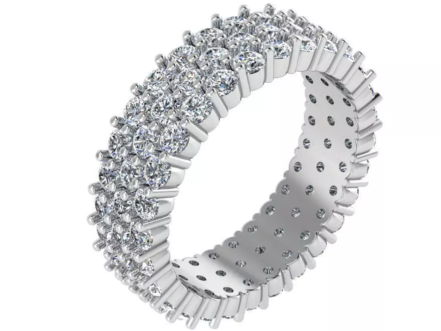 3 Row Diamond Band Ring 1693 3D print model