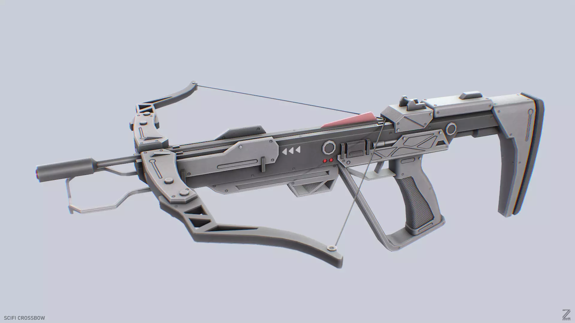 Scifi crossbow Low-poly 3D model
