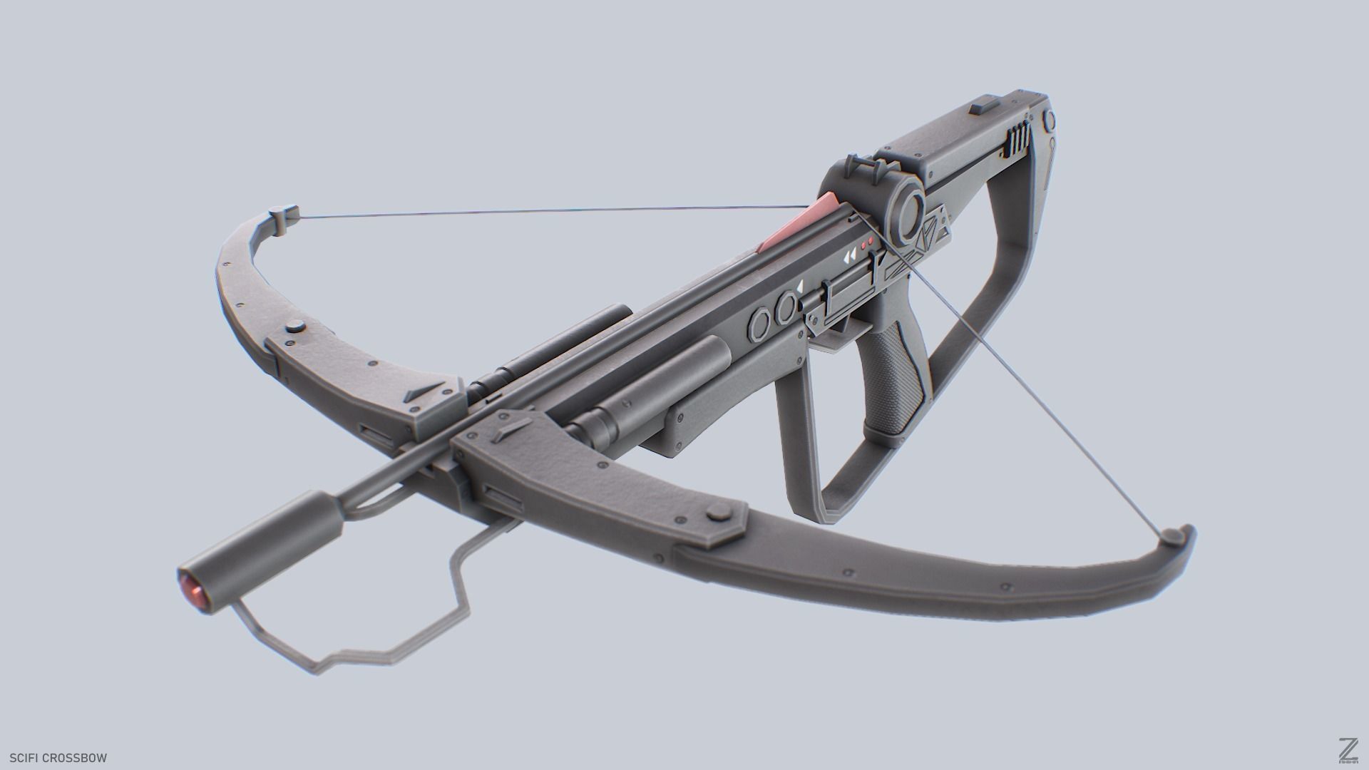 Scifi crossbow Low-poly 3D model_2