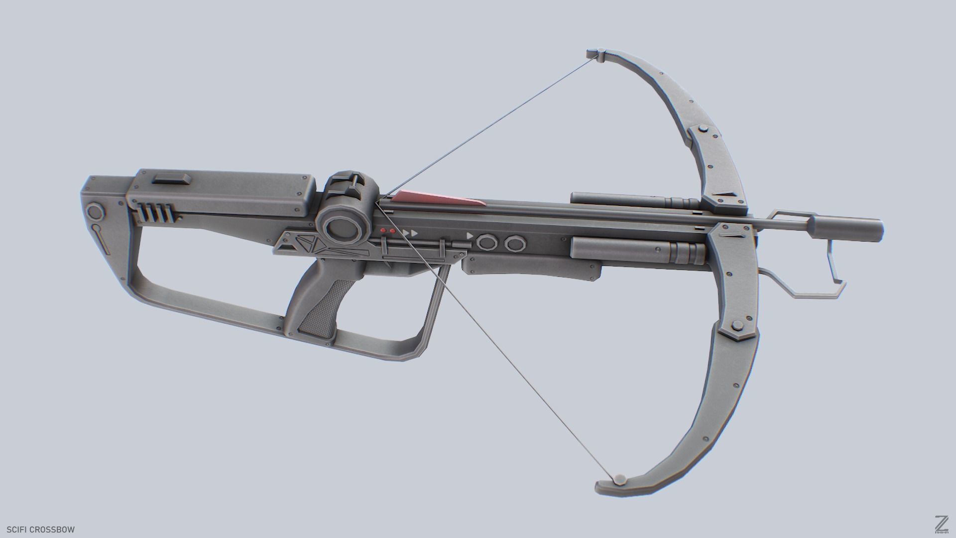 Scifi crossbow Low-poly 3D model_6