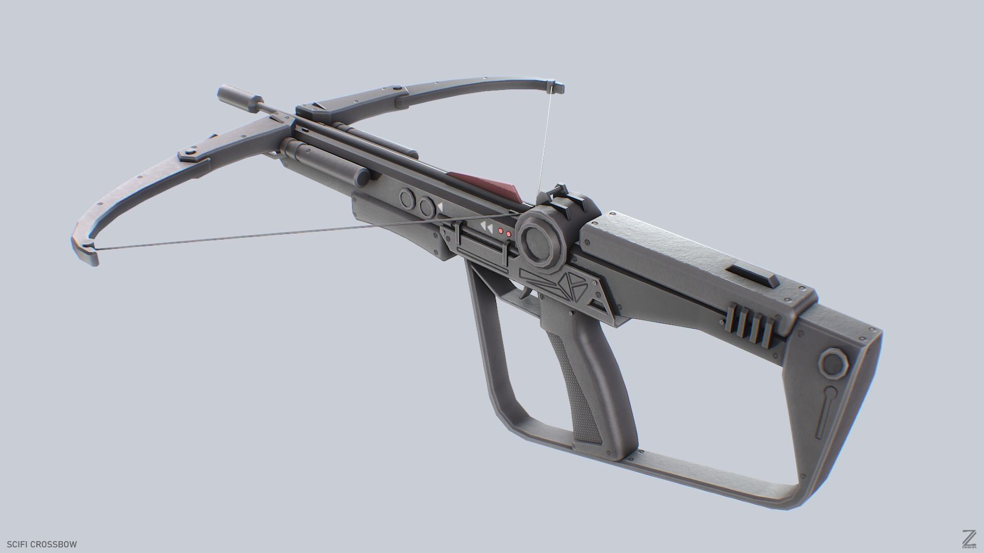 Scifi crossbow Low-poly 3D model_5