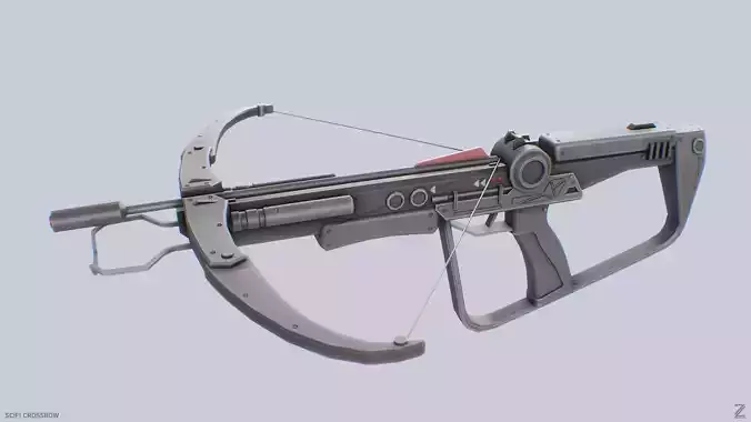 Scifi crossbow Low-poly 3D model
