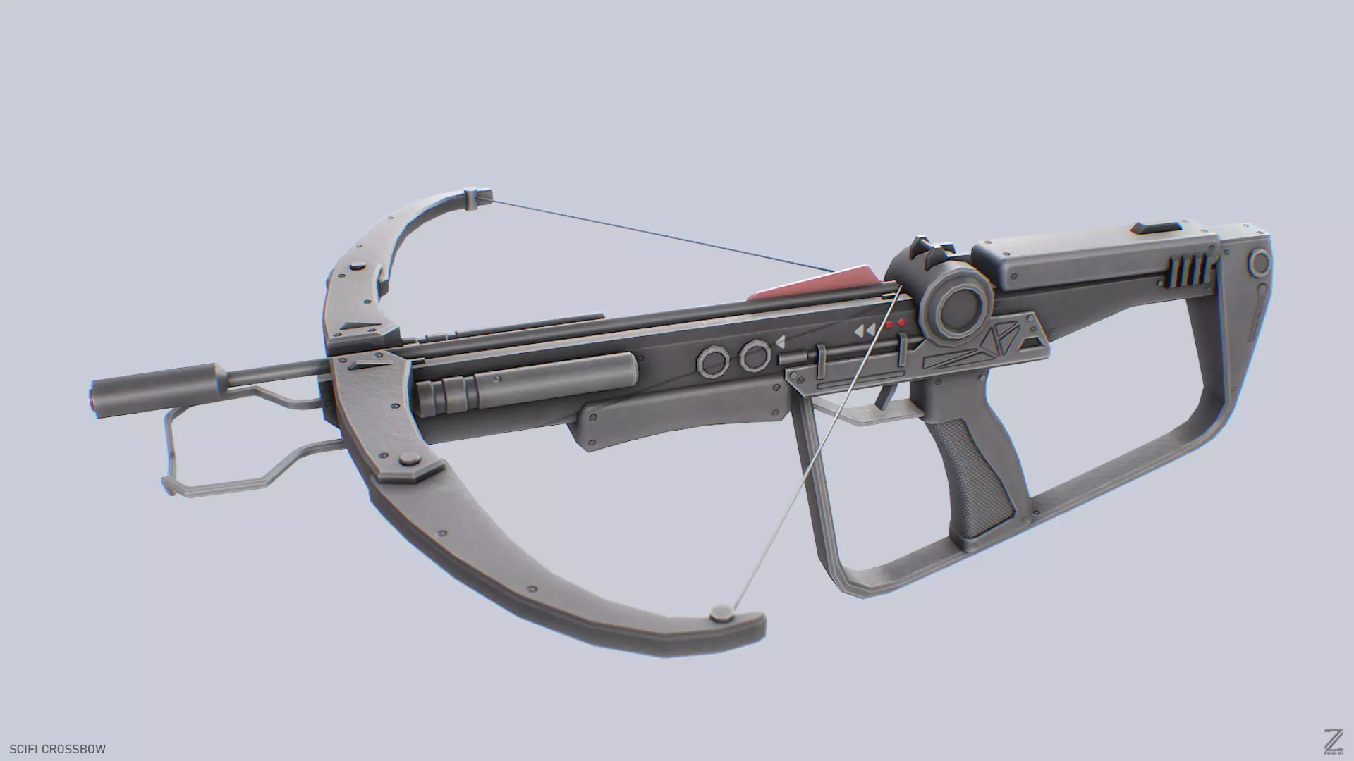 Scifi crossbow Low-poly 3D model_0