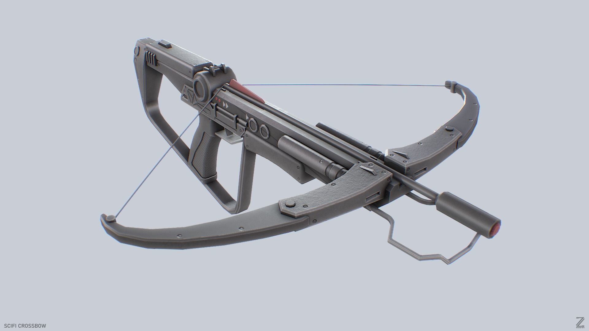 Scifi crossbow Low-poly 3D model_7