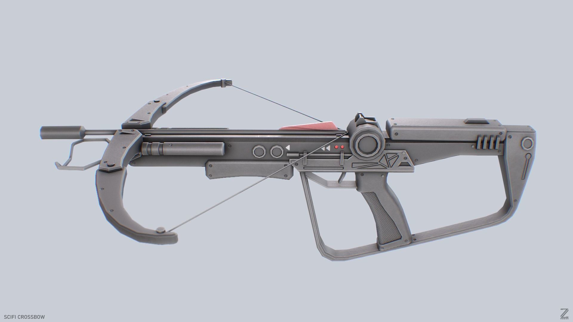 Scifi crossbow Low-poly 3D model_4