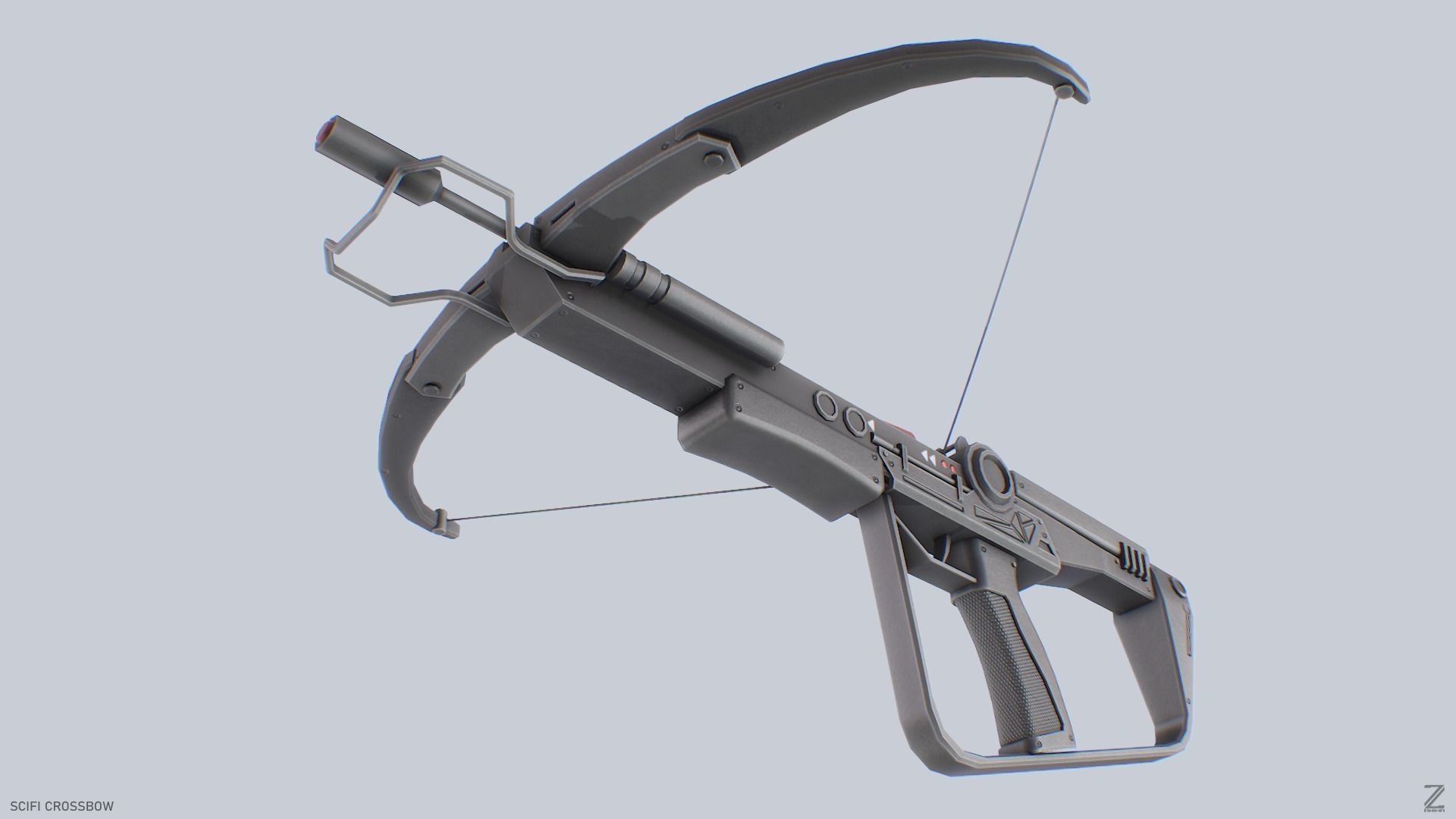 Scifi crossbow Low-poly 3D model_8